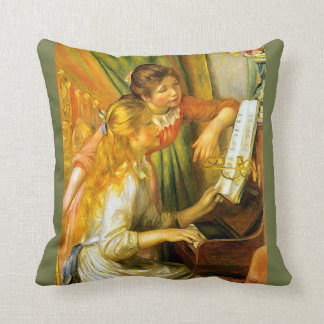 Renoir Young Girls Playing Piano Music Throw Pillow