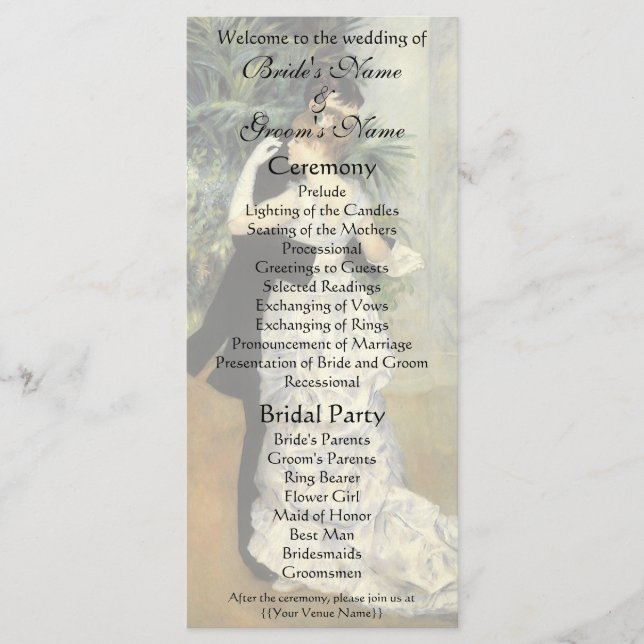 Renoir's City Dance Wedding Programme (Devant)