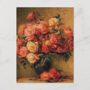Renoir's Roses in a Vase Still Life Postcard