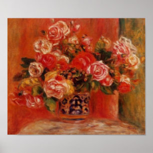 Renoir's Roses in a Vase Still Life Poster