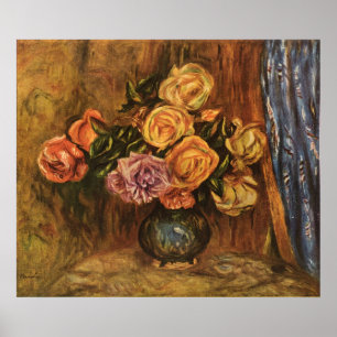 Renoir's Roses in Front of a Blue Curtain (1908) Poster
