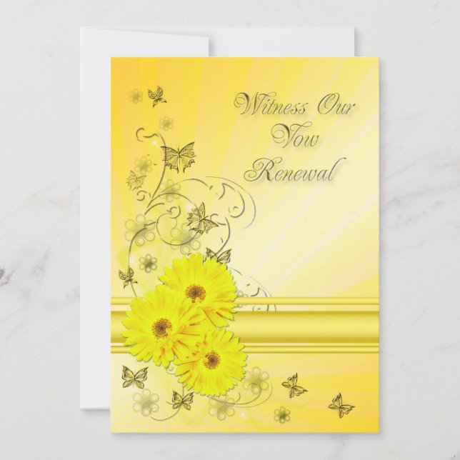 Renouveau vow Invitation à la fleur jaune (Devant)