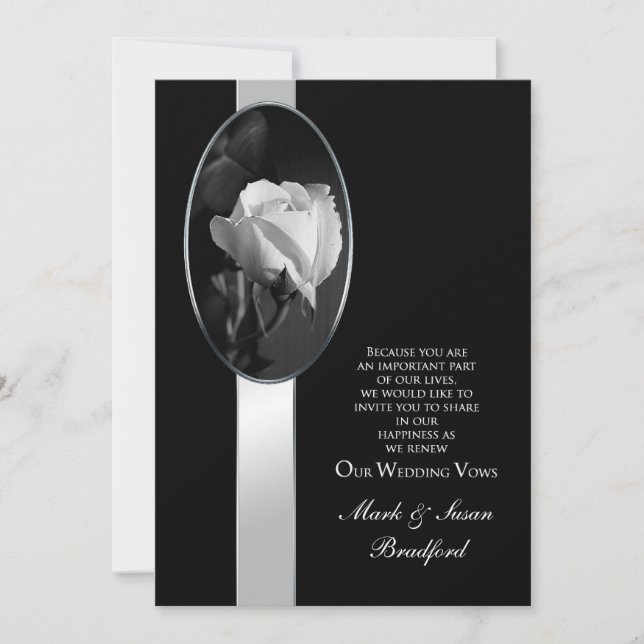 RENOUVELER VOWS MARIAGES - Invitation - Rose B/W (Devant)