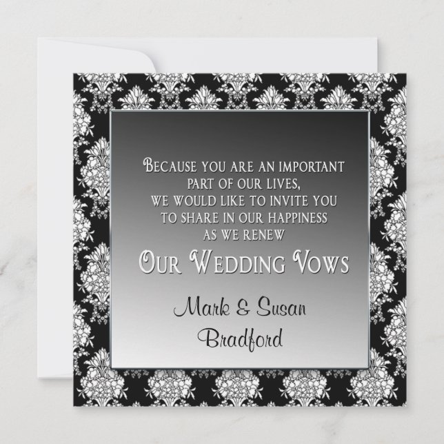 RENOUVELLEMENT DE VOWS MARIAGES INVITATION - NOIR/ (Devant)