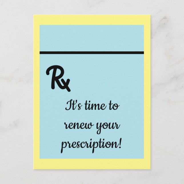 Renouvellement d'ordonnance Pharmacie Carte postal (Devant)