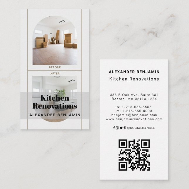 Rénovations de cuisine Photo QR Code Carte de visi (Devant / Derrière)