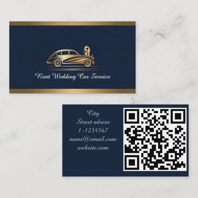 Rent car service QR code professional Business Card (Front/Back)