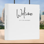 Rental Property Modern Script Minimalist Welcome Binder<br><div class="desc">Welcome minimalist binder to file all the important information for your guests featuring the word "welcome" in modern script against an editable background colours (click "customize it" and change the background colour of all sides). This versatile binder can be used for vacation homes, vacation rentals, bed and breakfasts, etc. Personalize...</div>