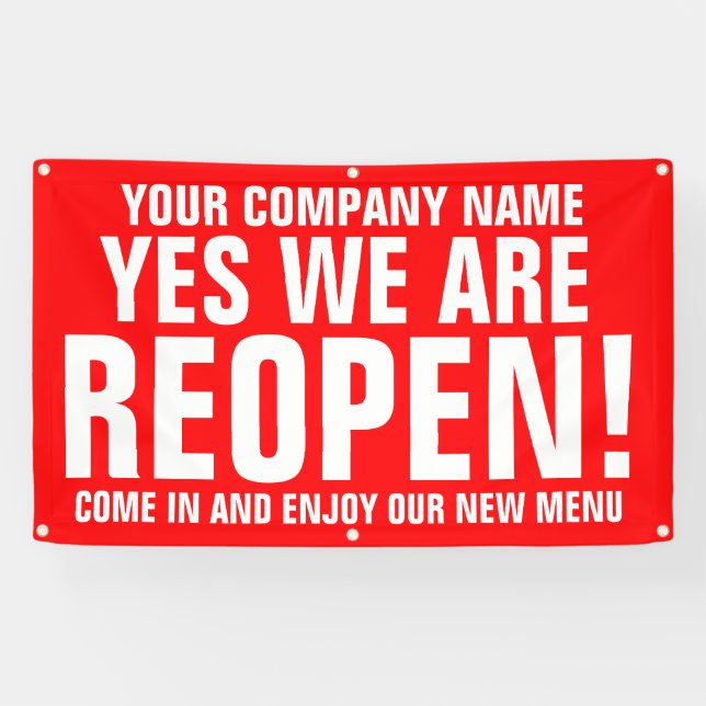 Reopen business call to action signage banner (Horizontal)