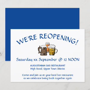 REOPENING Bar Reunion Customizable DEEP BLUE Invitation