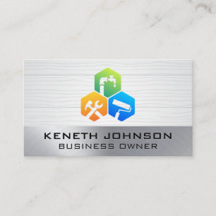 Repair Fixing Services Wood Metallic Business Card
