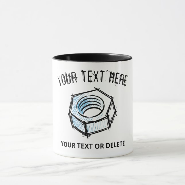 Repair Service Template. Screw Nut hand-drawn. Mug (Center)