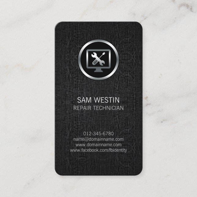 Repair Technician Computer Gears Icon BusinessCard Business Card (Front)