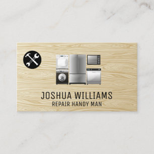 Repair Tools Appliances Wood Grain Business Card