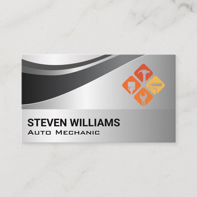 Repair Tools | Mechanic | Metallic Business Card (Front)