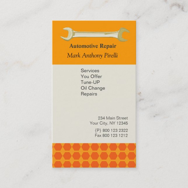 Repair  Working Tool Card Wrench and Pattern (Front)