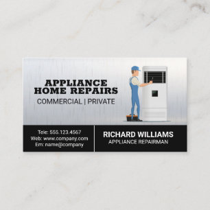 Repairman Fixing HVAC   Handyman Business Card
