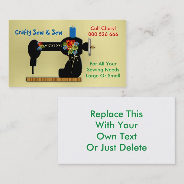 Réparateurs de couture artisanaux Carte de visite  (Devant / Derrière)