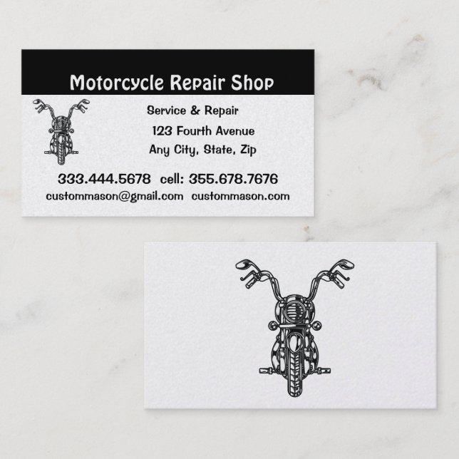 Réparation et service de moto Carte de visite (Devant / Derrière)