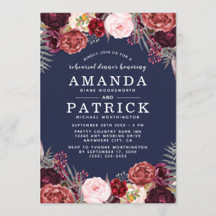 Repas de la Marine Marsala Peony Invitations