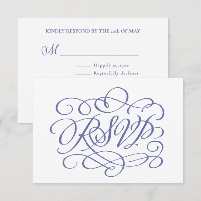 Repas Mariage de calligraphie Périwinkle Carte RSV (Devant / Derrière)
