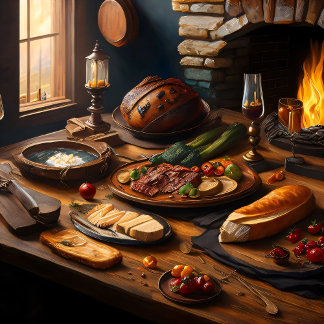 Repas médiéval toile étirée Imprimer