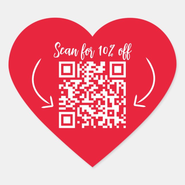 Repeat customer loyalty marketing QR code red Heart Sticker (Front)