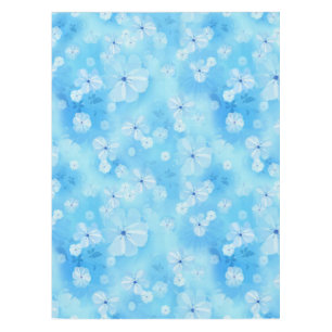 Repeat pale sky blue - white watercolor flowers tablecloth