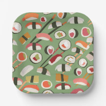 Repeat pattern with delicious hand drawn sushi