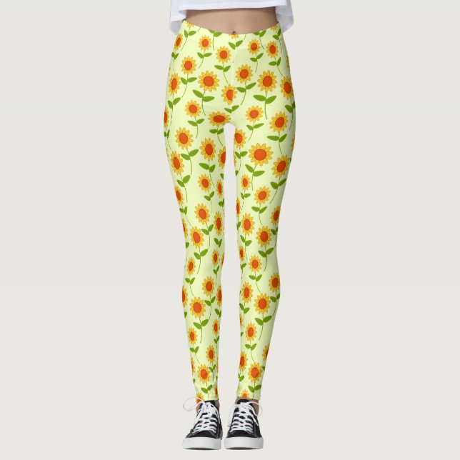 Repeat Sunflower Pattern Leggings (Front)