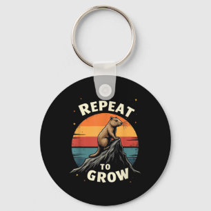 Repeat To Grow Groundhog Day Retro Design Keychain