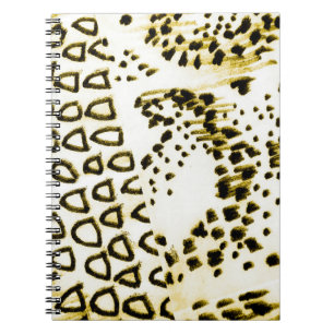 Repeatable Snake Skin. Yellow Fashion Style. White Notebook