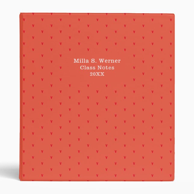 Repeated Modern Monogram 'Class Notes' Reddish Binder (Front)