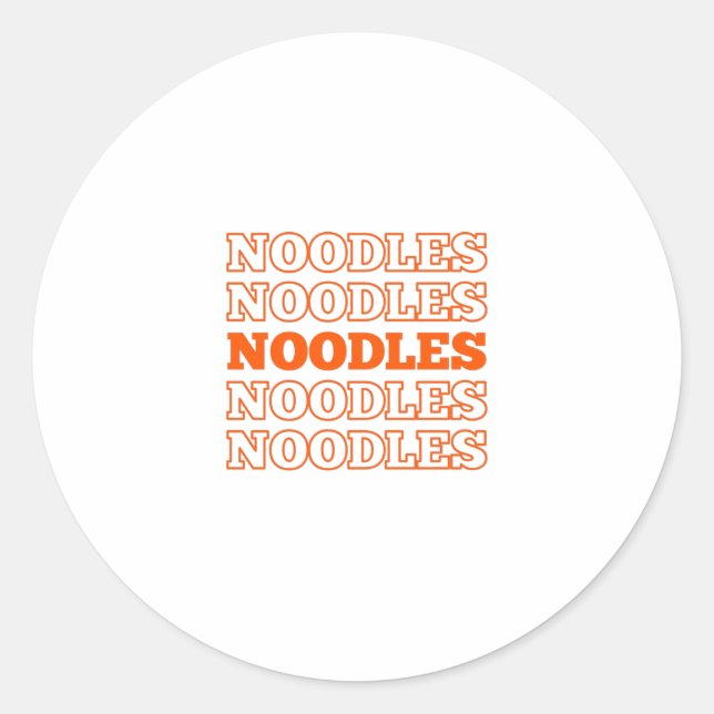 Repeated noodles text words classic round sticker (Front)