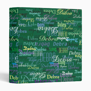 Repeated Personalized Colour Names All Over Green Binder