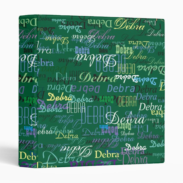 Repeated Personalized Colour Names All Over Green Binder (Front/Spine)