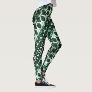 Repeated rough emerald green under white texture t leggings