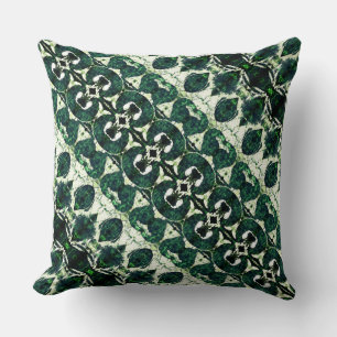 Repeated rough emerald green under white texture throw pillow