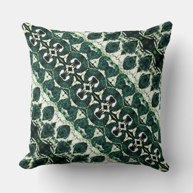 Repeated rough emerald green under white texture throw pillow (Front)