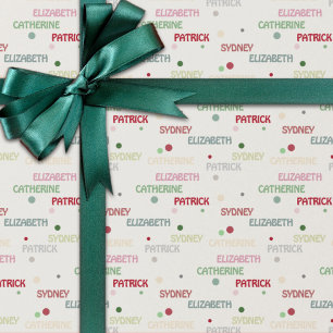 Repeating 3-4 Names Christmas Wrapping Paper