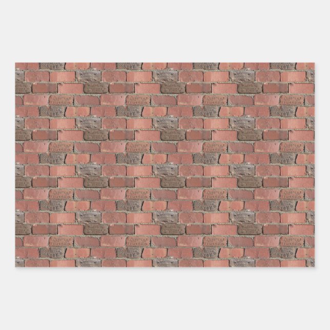 Repeating Antique Brick Pattern Wrapping Paper Sheet (Front)