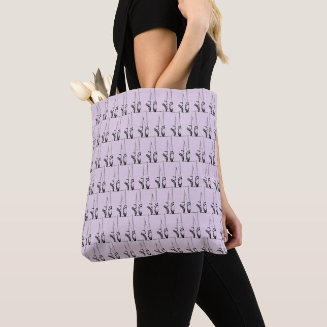 Repeating Ballet Shoes on Lilac (or Your Choice) Tote Bag (Close Up)