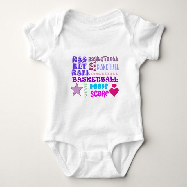 Repeating Basketball Baby Bodysuit (Front)
