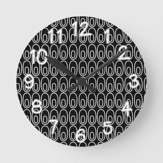 Repeating Black Ovals Round Clock (Front)