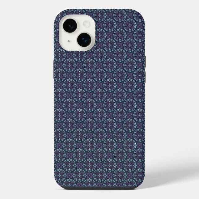 Repeating Blue Botanical Flower Design iPhone Case (Back)