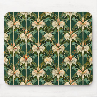 Repeating Botanical Patterns Mouse Pad