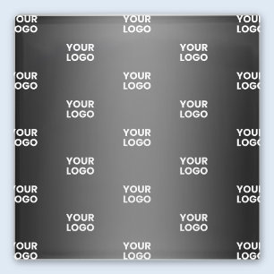 Repeating Business Logo Black & Grey Gradient Glass Coaster