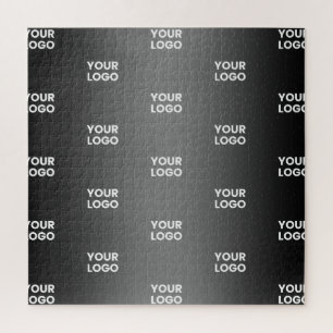 Repeating Business Logo   Black & Grey Gradient Jigsaw Puzzle