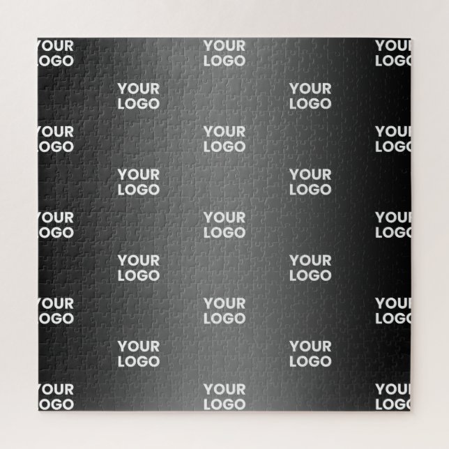 Repeating Business Logo | Black & Grey Gradient Jigsaw Puzzle (Vertical)