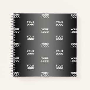 Repeating Business Logo   Black & Grey Gradient Notebook